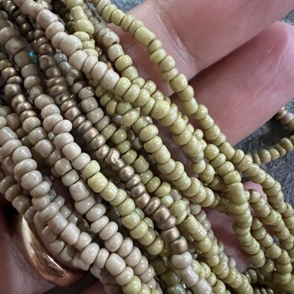 Long 34” multi-strand beaded necklace multicolor seed bead statement Bohomian - Picture 9 of 10